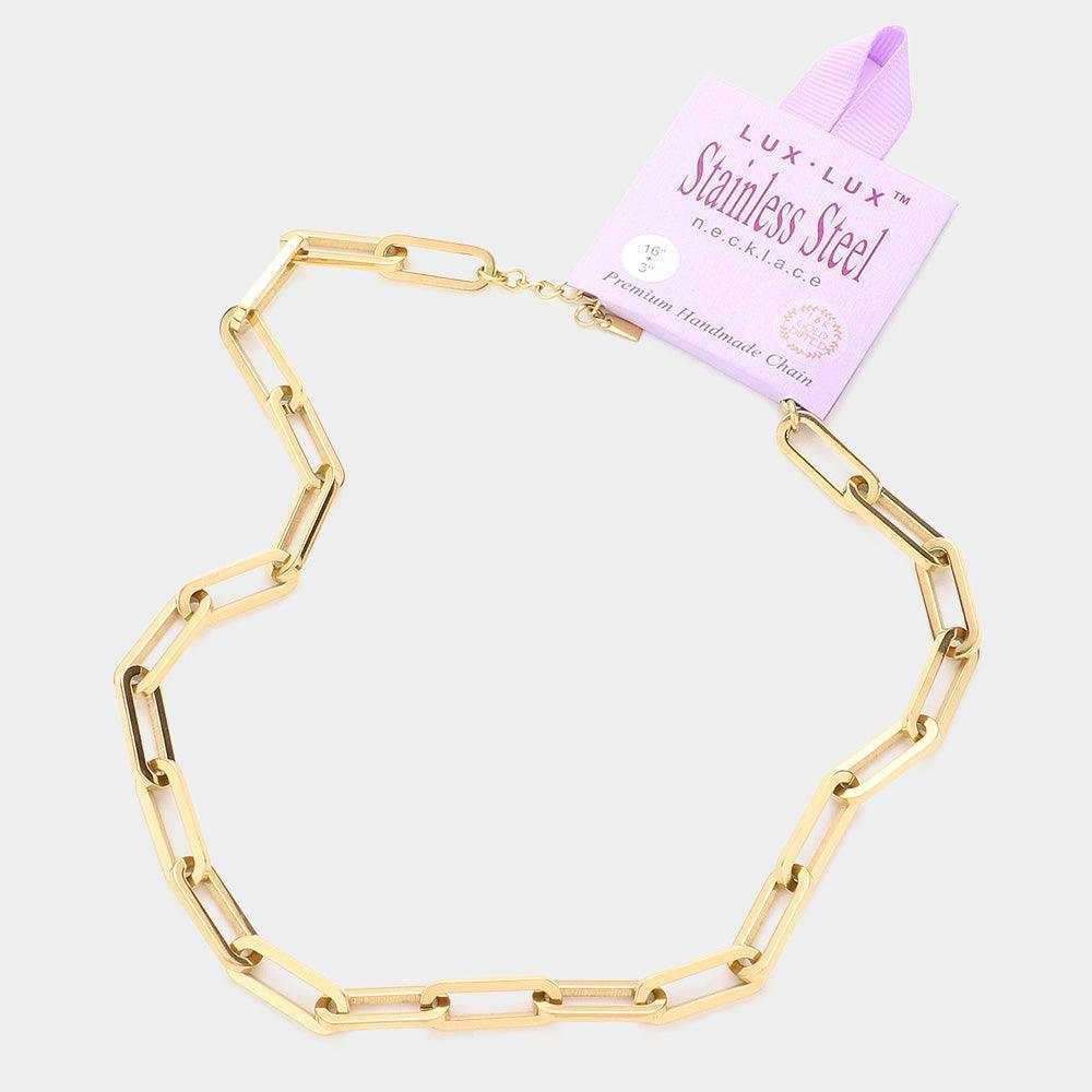 Gold 18K Gold Dipped Stainless Steel Premium Handmade Chain Necklace - Jewelry Store by Erik Rayo