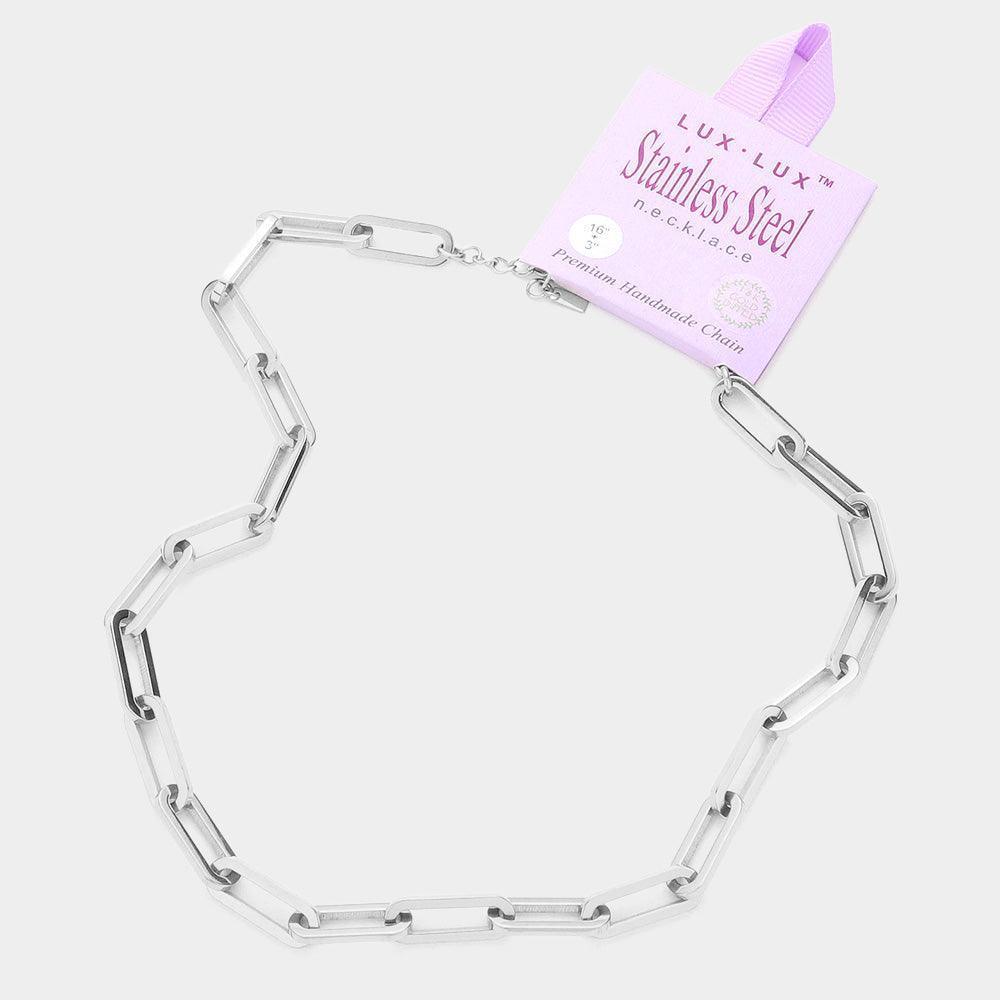 Gold 18K White Gold Dipped Stainless Steel Premium Handmade Chain Necklace - Jewelry Store by Erik Rayo