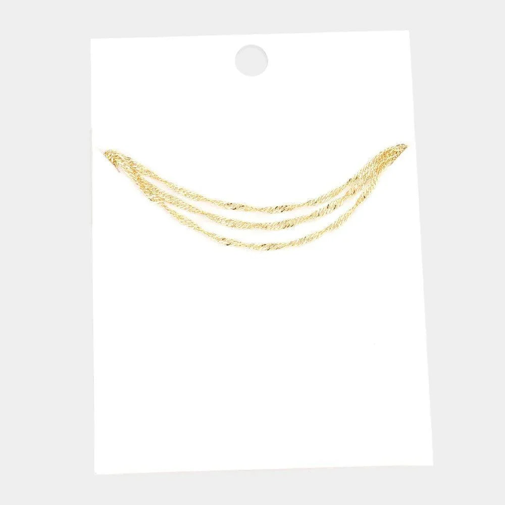 Gold Brass Metal Chain Triple Layered Necklace - Jewelry Store by Erik Rayo