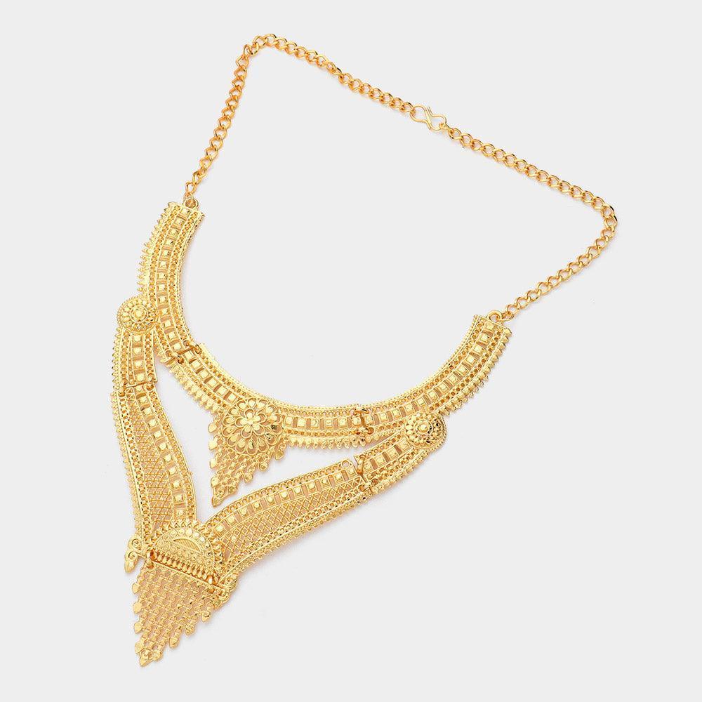 Gold Boho Abstract Metal Statement Necklace - Jewelry Store by Erik Rayo