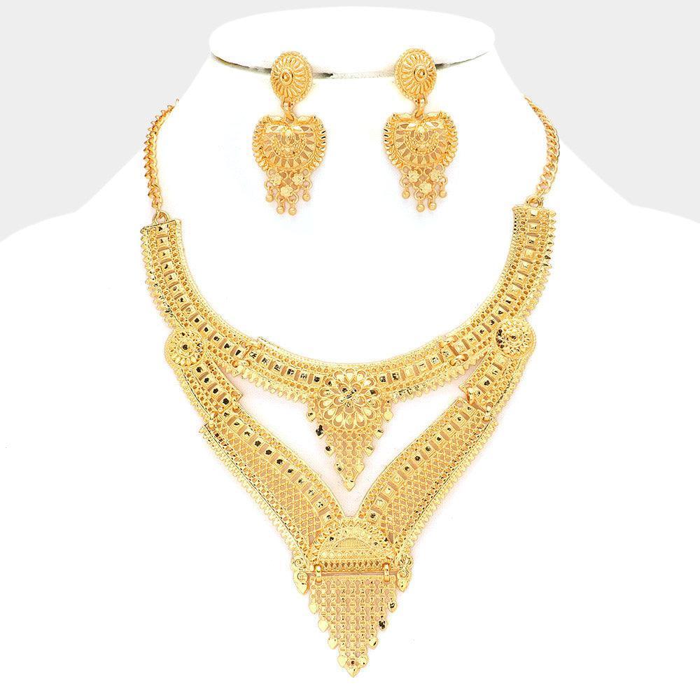 Gold Boho Abstract Metal Statement Necklace - Jewelry Store by Erik Rayo