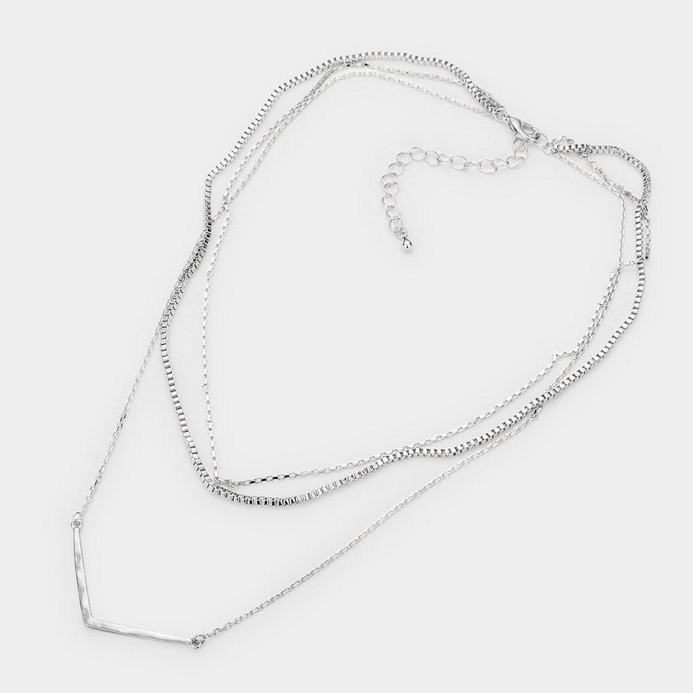 Metal Chevron Pendant Triple Layered Necklace - Jewelry Store by Erik Rayo
