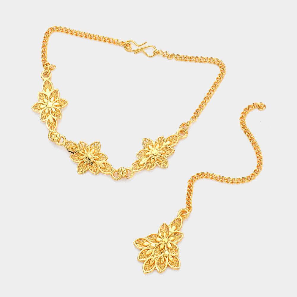Gold Abstract Metal Statement Necklace Bracelet Ring Earring Tikka Set - Jewelry Store by Erik Rayo