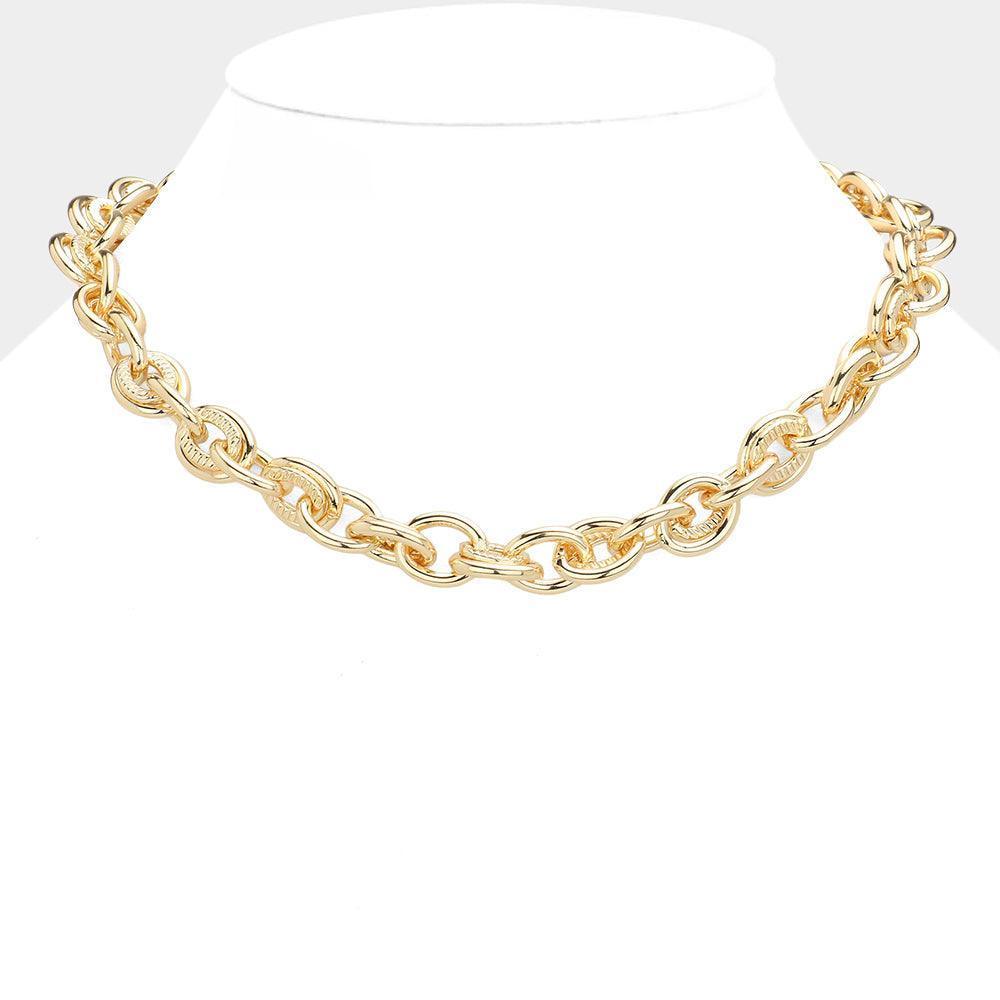 Gold Chunky Metal Chain Necklace - Jewelry Store by Erik Rayo