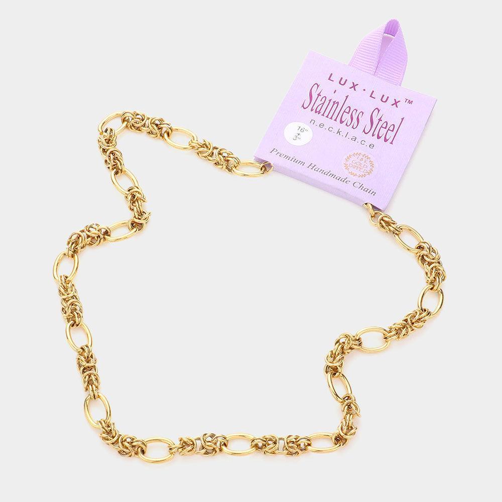Gold 18K Gold Dipped Stainless Steel Premium Handmade Chain Necklace - Jewelry Store by Erik Rayo