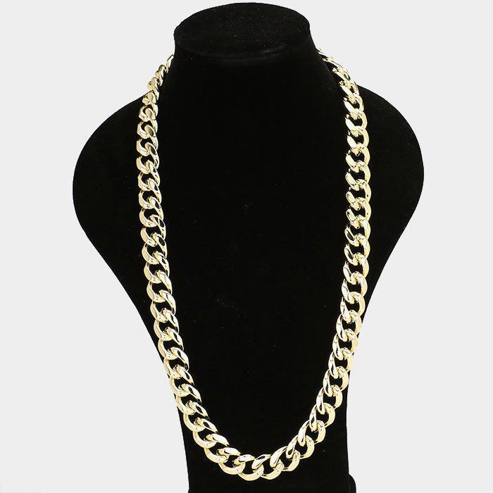 Gold 30 INCH, 18mm-Gold Plated Square Clasp Style Curb Chain Necklace - Jewelry Store by Erik Rayo