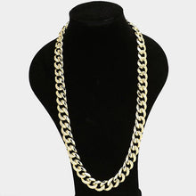 Load image into Gallery viewer, Gold 30 INCH, 18mm-Gold Plated Square Clasp Style Curb Chain Necklace
