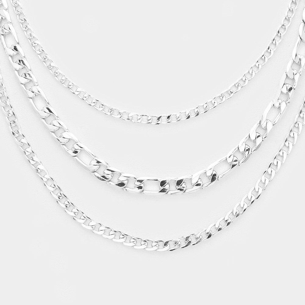 3 Row Chain Link Metal Bib Necklace - Jewelry Store by Erik Rayo