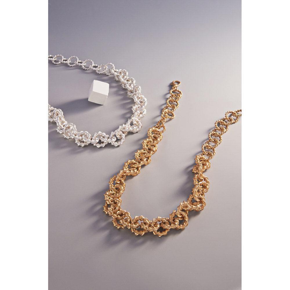 Gold Textured Metal Chain Link Necklace - Jewelry Store by Erik Rayo