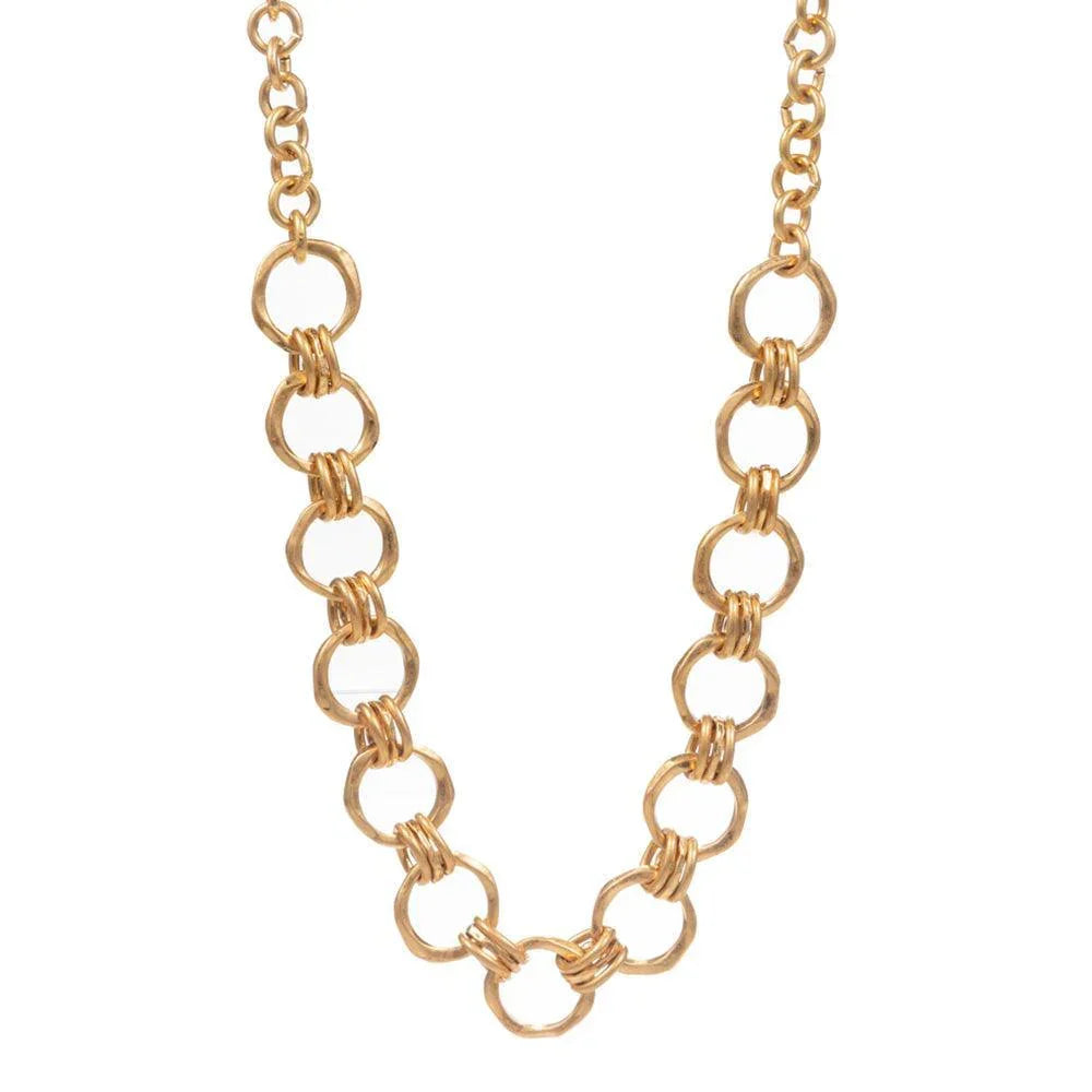 Gold Textured Metal Chain Link Necklace - Jewelry Store by Erik Rayo