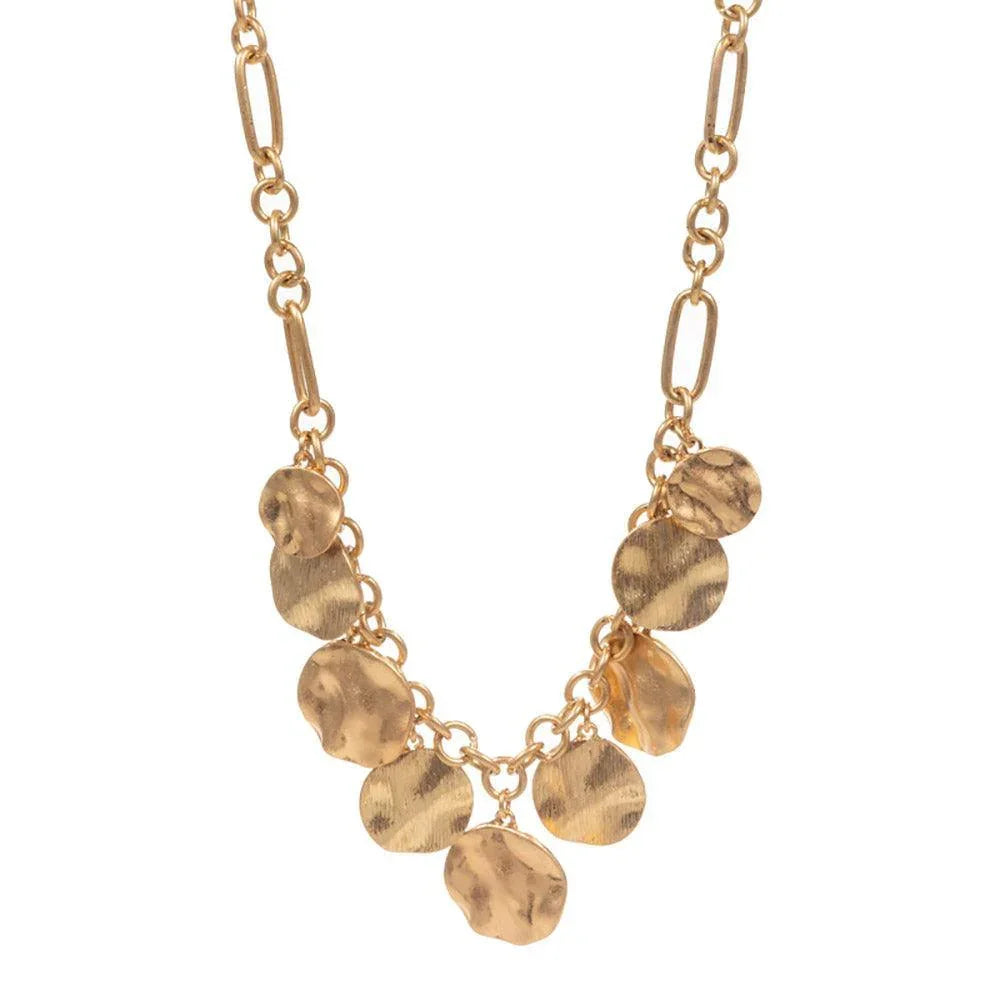 Gold Hammered Metal Disc Necklace - Jewelry Store by Erik Rayo