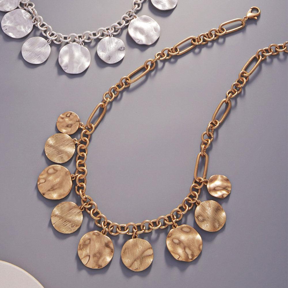 Gold Hammered Metal Disc Necklace - Jewelry Store by Erik Rayo