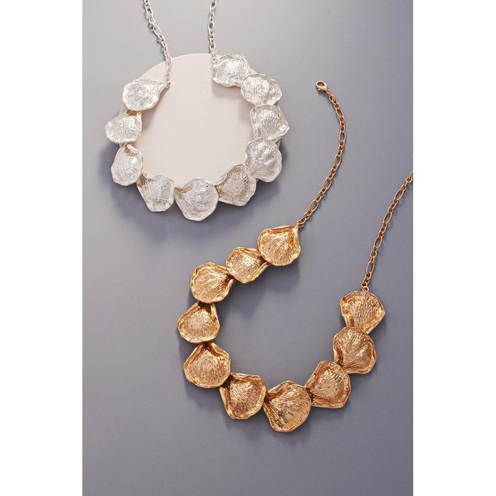 Gold Textured Metal Gingko Leaf Link Necklace - Jewelry Store by Erik Rayo