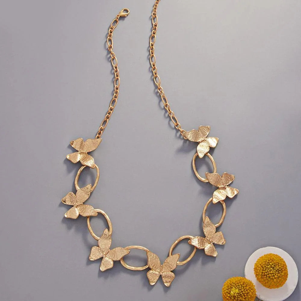 Gold Metal Butterfly Link Necklace - Jewelry Store by Erik Rayo