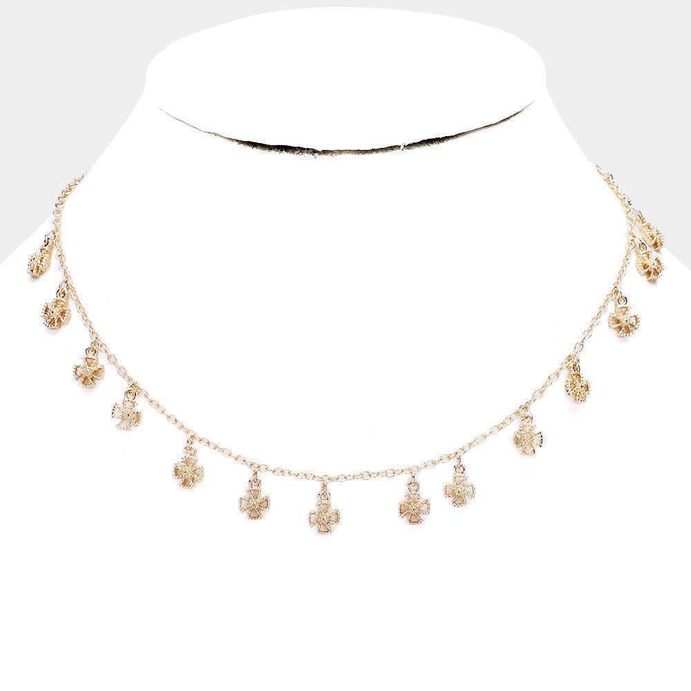Gold Cross Pendant Drop Dangle Collar Necklace - Jewelry Store by Erik Rayo