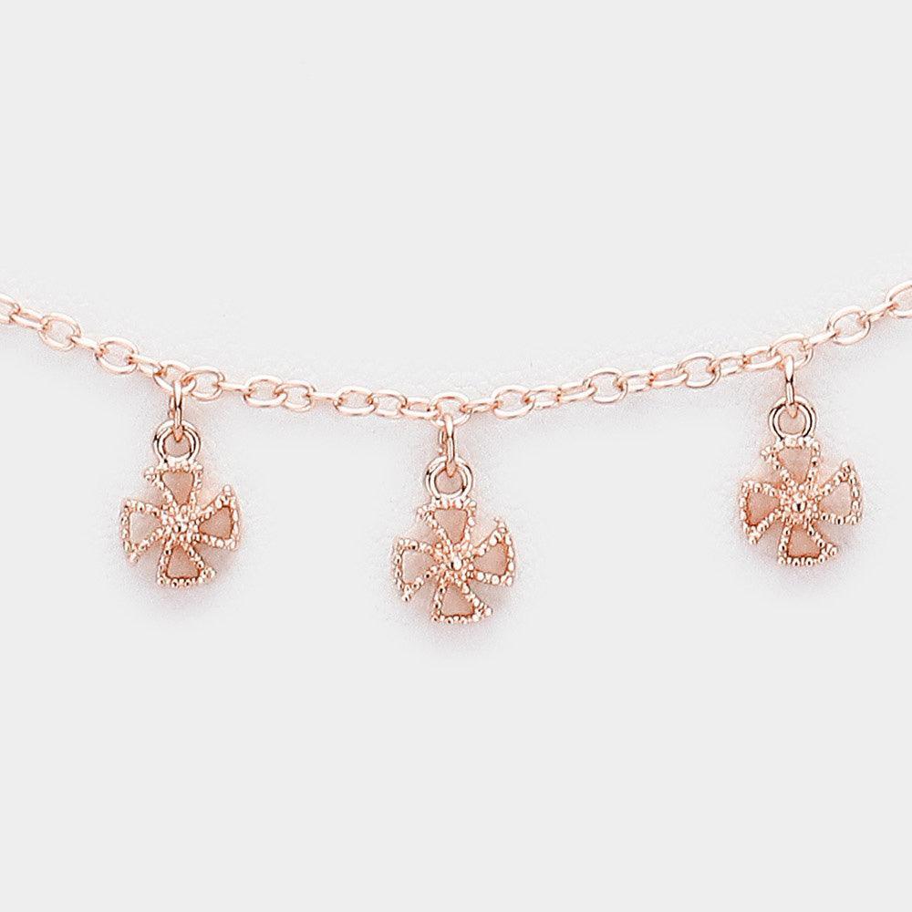 Rose Gold Cross Pendant Drop Dangle Collar Necklace - Jewelry Store by Erik Rayo