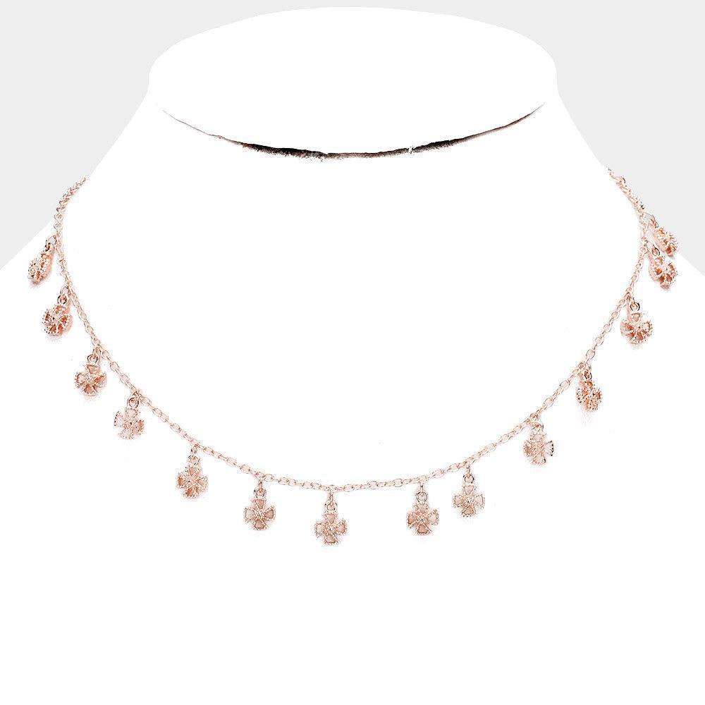 Rose Gold Cross Pendant Drop Dangle Collar Necklace - Jewelry Store by Erik Rayo