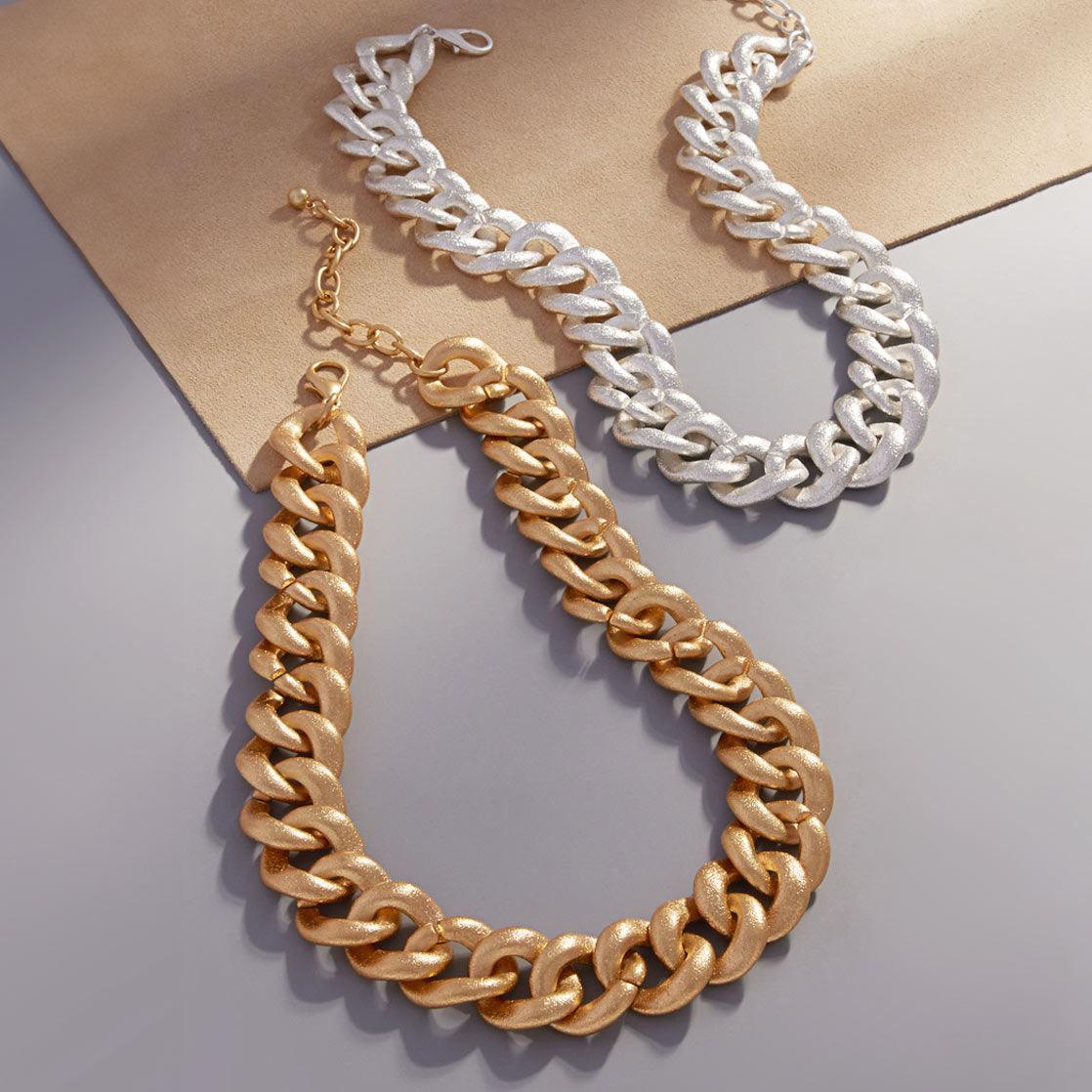 Gold Worn Metal Chain Necklace - Jewelry Store by Erik Rayo