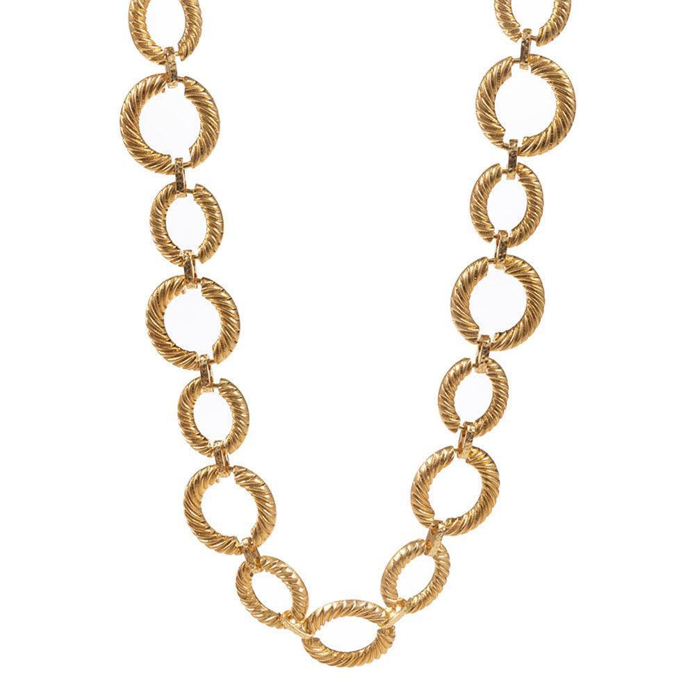 Gold Textured Metal O Ring Link Necklace - Jewelry Store by Erik Rayo