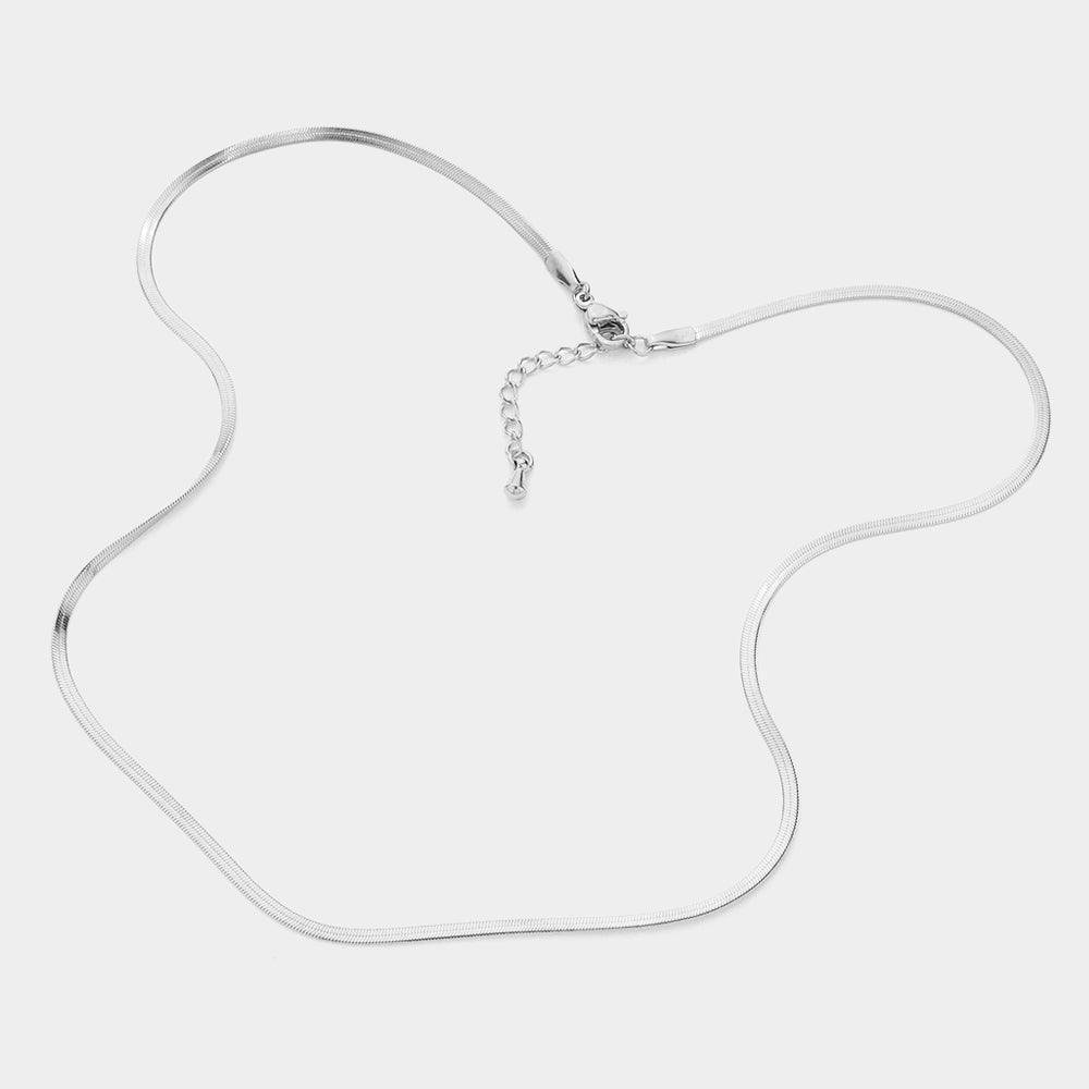 Stainless Steel Herringbone Chain Necklace - Jewelry Store by Erik Rayo