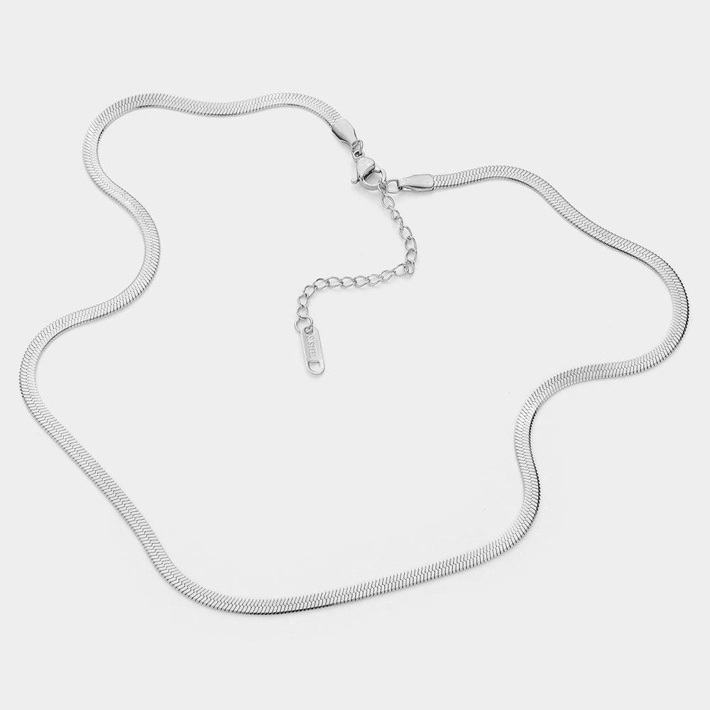 Stainless Steel Herringbone Chain Necklace - Jewelry Store by Erik Rayo