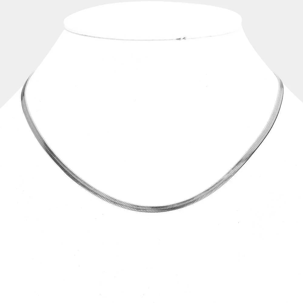 Stainless Steel Herringbone Chain Necklace - Jewelry Store by Erik Rayo