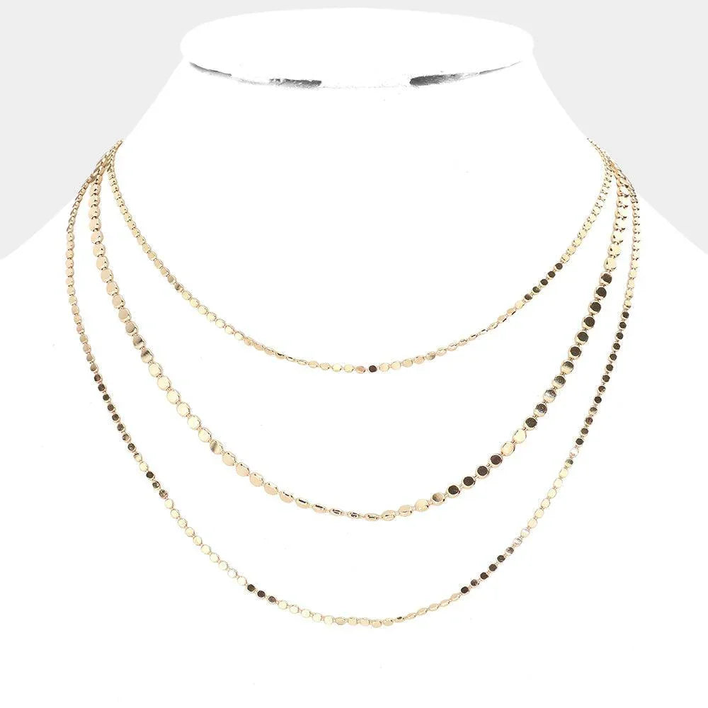 Gold Metal Chain Triple Layered Necklace - Jewelry Store by Erik Rayo