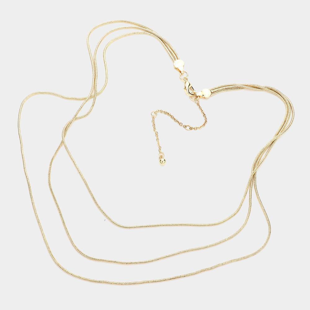 Gold Metal Chain Triple Layered Bib Necklace - Jewelry Store by Erik Rayo