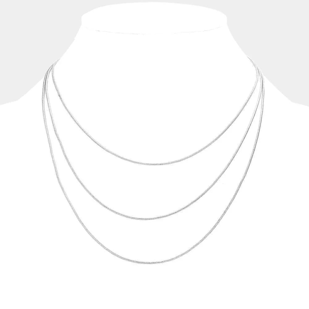 Metal Chain Triple Layered Bib Necklace - Jewelry Store by Erik Rayo