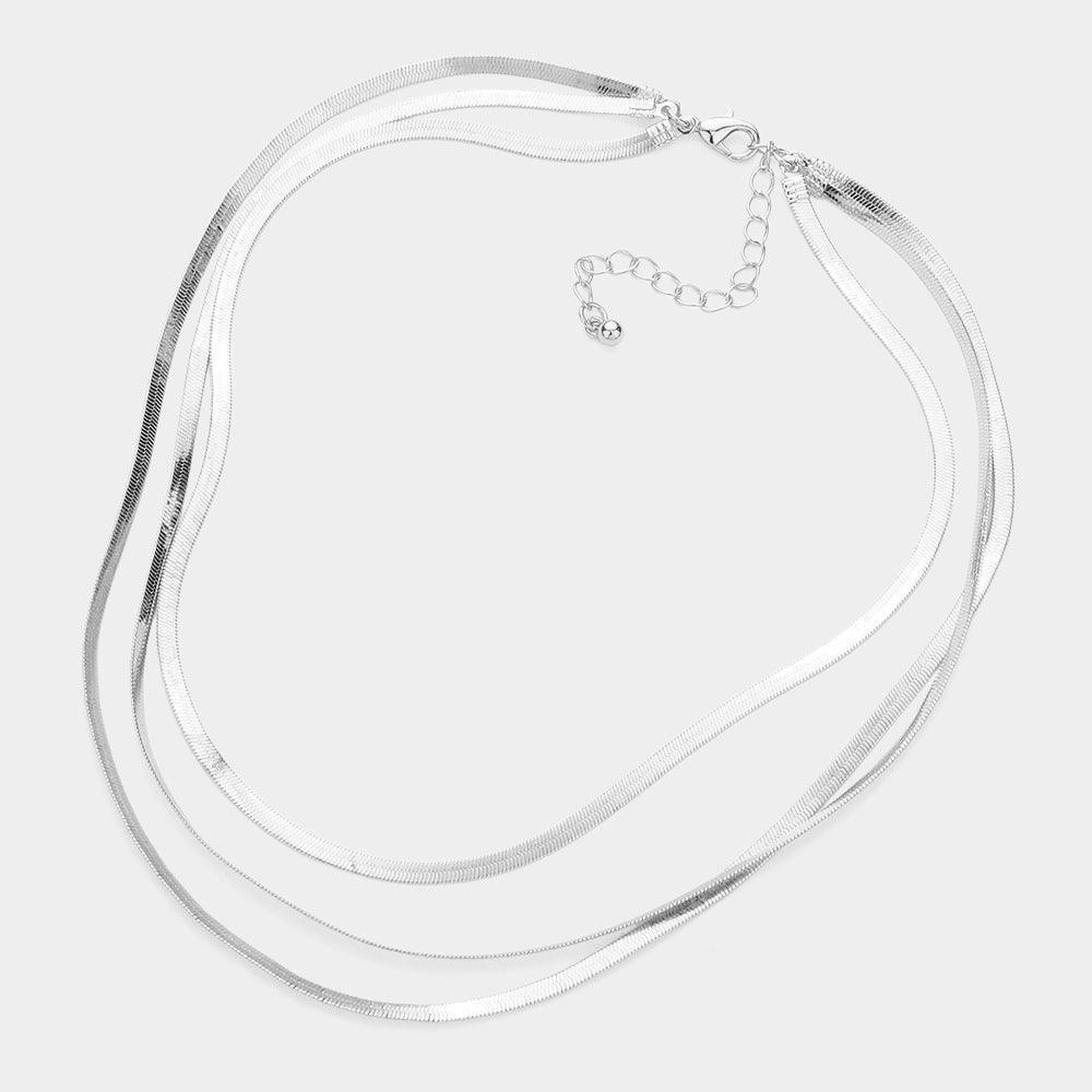 Metal Chain Triple Layered Bib Necklace - Jewelry Store by Erik Rayo