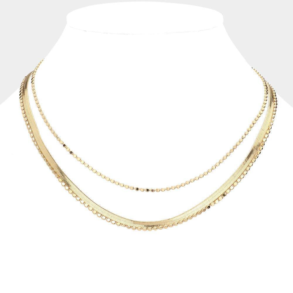 Gold Metal Chain Triple Layered Necklace - Jewelry Store by Erik Rayo