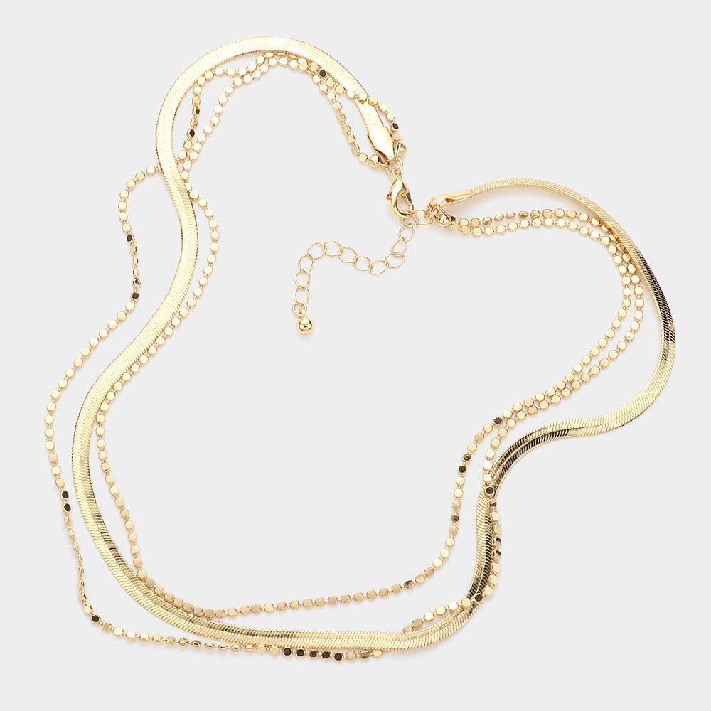 Gold Metal Chain Triple Layered Necklace - Jewelry Store by Erik Rayo
