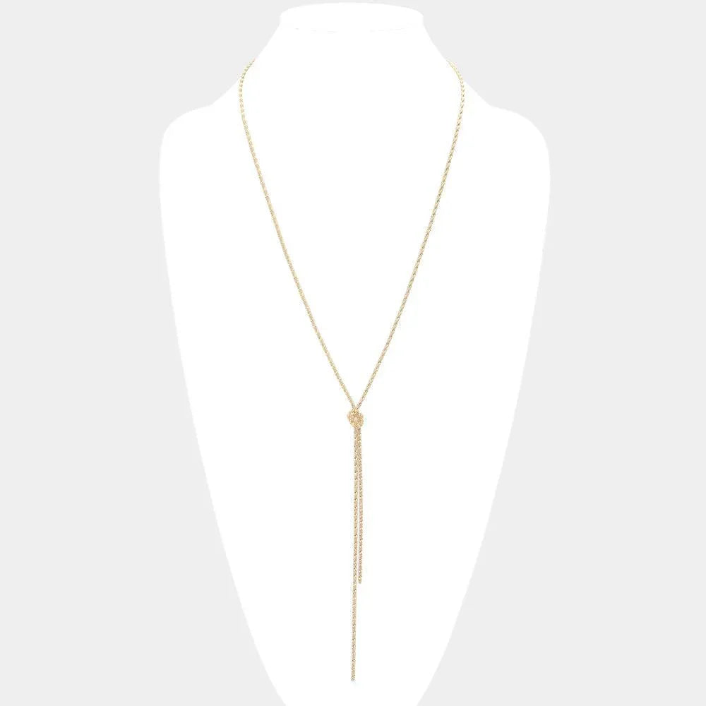 Gold Metal Chain Knot Y Necklace - Jewelry Store by Erik Rayo