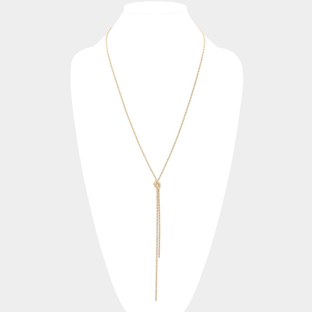 Gold Metal Chain Knot Y Necklace