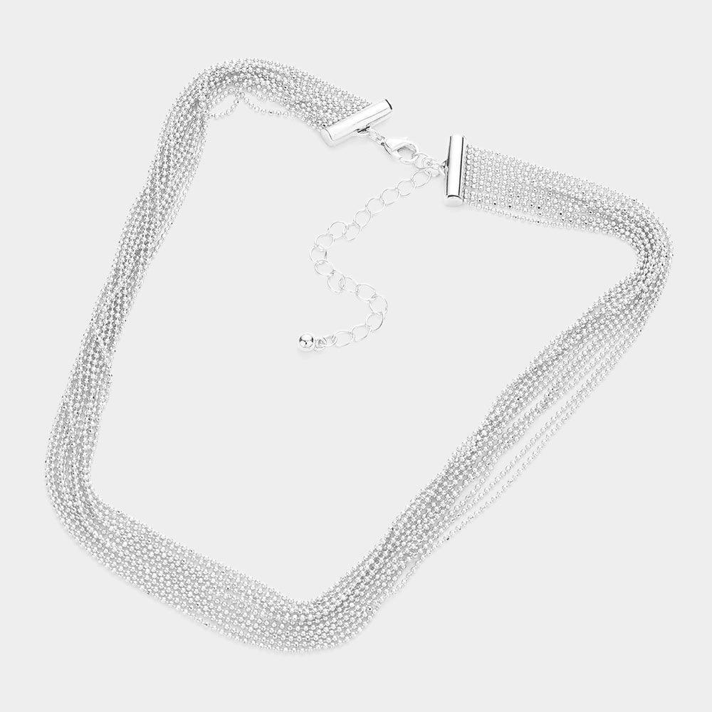 Metal Ball Chain Multi Layered Bib Necklace - Jewelry Store by Erik Rayo
