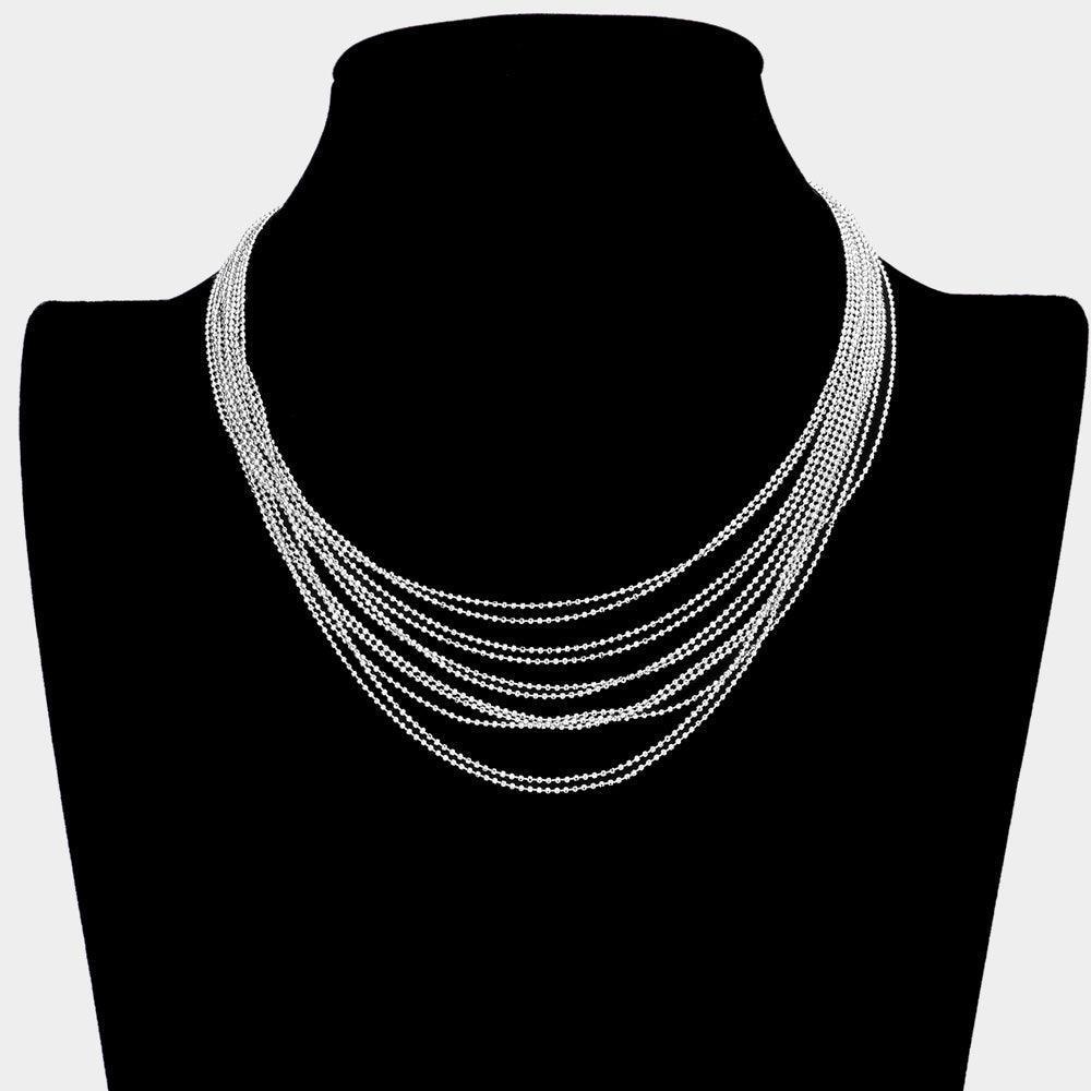 Metal Ball Chain Multi Layered Bib Necklace - Jewelry Store by Erik Rayo