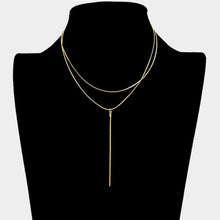 Load image into Gallery viewer, Gold Dropped Metal Chain Double Layered Y Necklace
