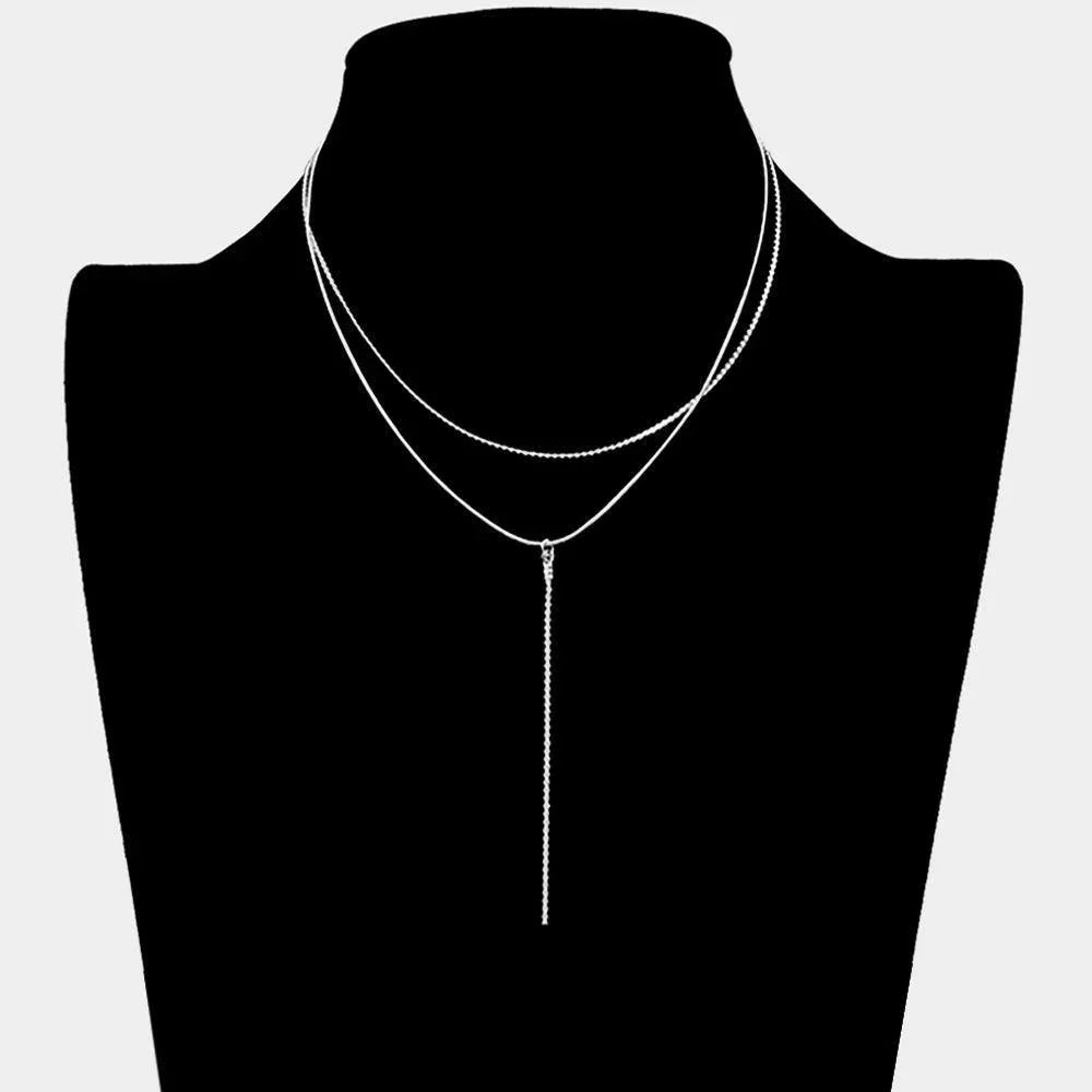 Dropped Metal Chain Double Layered Y Necklace - Jewelry Store by Erik Rayo