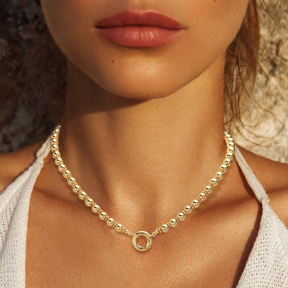 Gold Metal Ball Chain Hinged Necklace - Jewelry Store by Erik Rayo