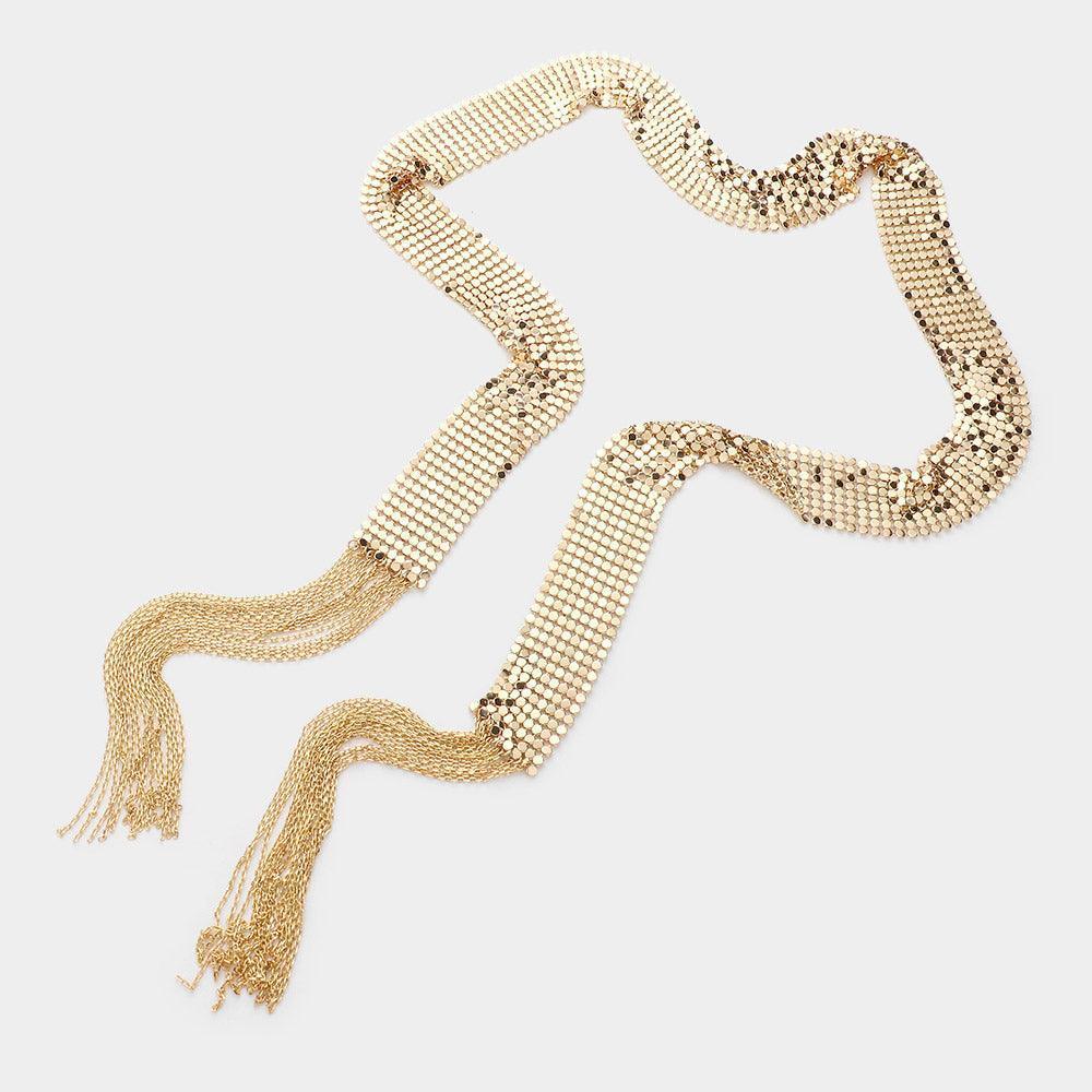 Gold Mesh Chain Long Necklace - Jewelry Store by Erik Rayo