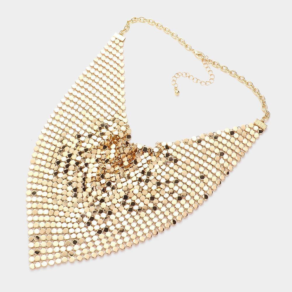 Gold Mesh Chain Bib Necklace - Jewelry Store by Erik Rayo