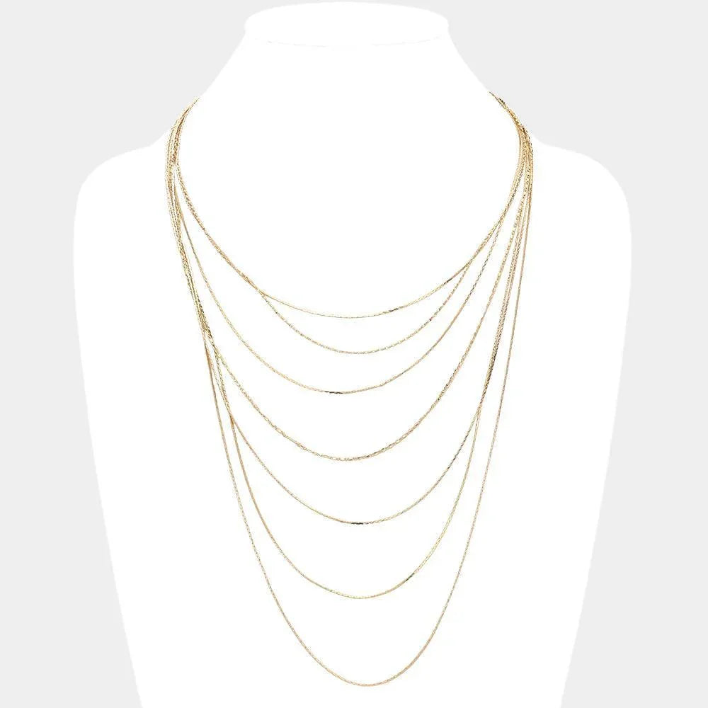 Gold Metal Chain Multi Layered Bib Necklace - Jewelry Store by Erik Rayo