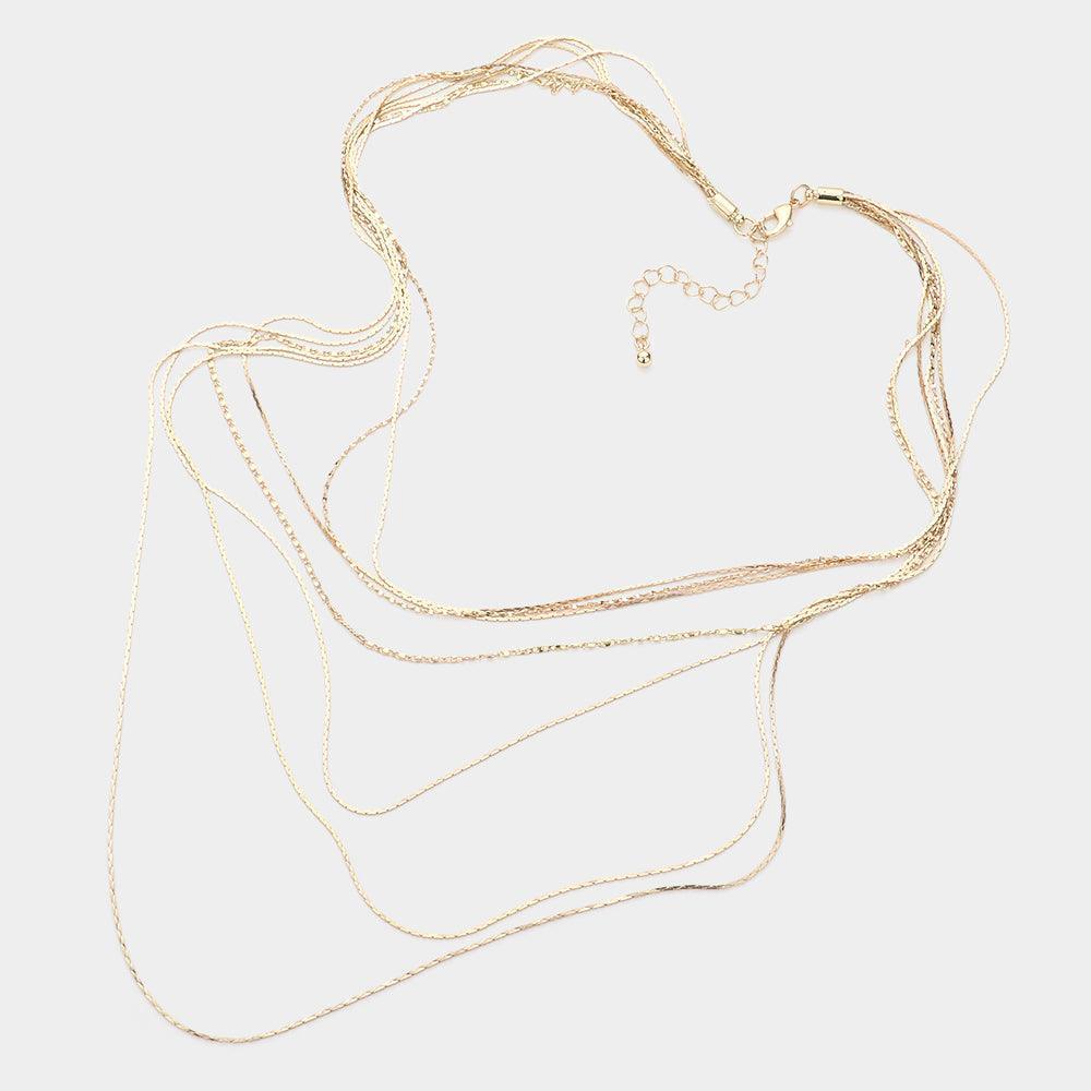 Gold Metal Chain Multi Layered Bib Necklace - Jewelry Store by Erik Rayo