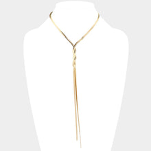 Load image into Gallery viewer, Gold Braided Metal Chain Y Necklace
