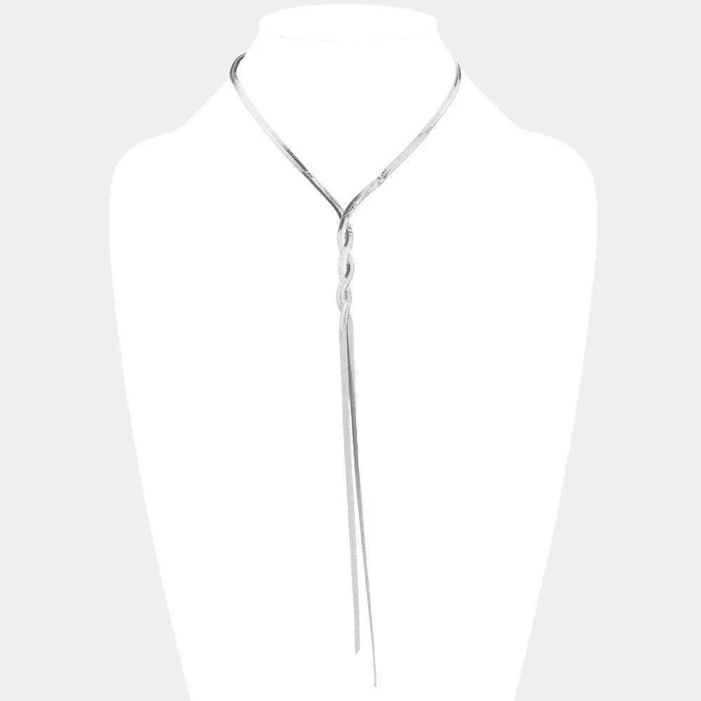 Braided Metal Chain Y Necklace - Jewelry Store by Erik Rayo