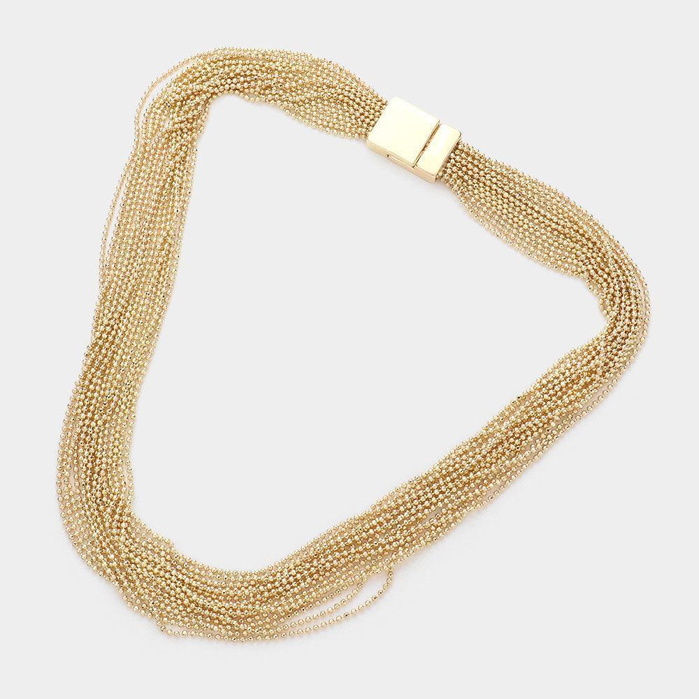 Gold Metal Ball Chain Multi Layered Necklace - Jewelry Store by Erik Rayo