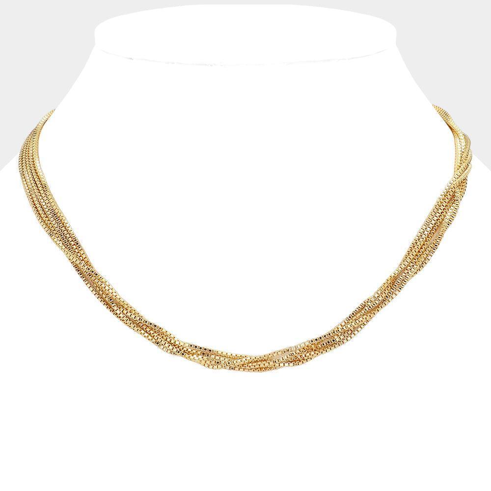 Gold Multi Layered Brass Chain Necklace - Jewelry Store by Erik Rayo
