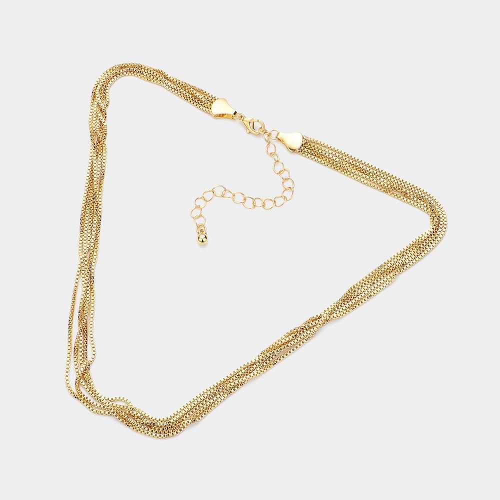 Gold Multi Layered Brass Chain Necklace - Jewelry Store by Erik Rayo