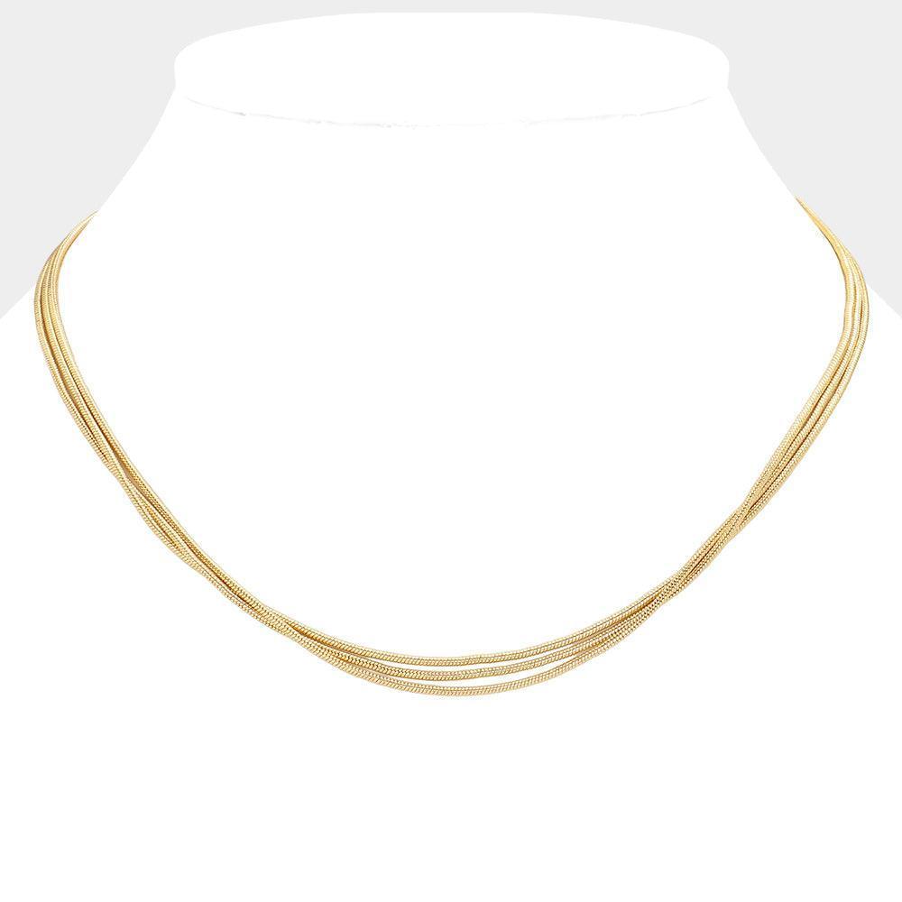 Gold Triple Layered Brass Chain Necklace - Jewelry Store by Erik Rayo