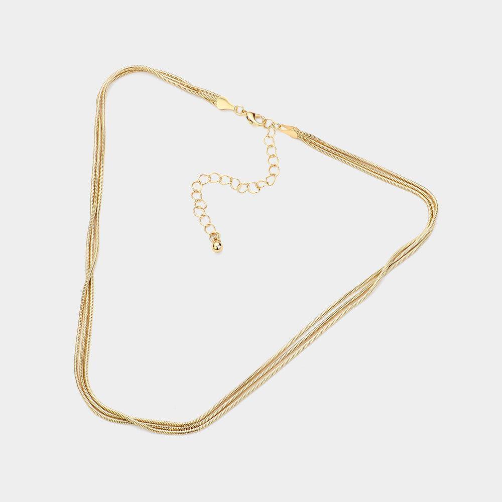 Gold Triple Layered Brass Chain Necklace - Jewelry Store by Erik Rayo
